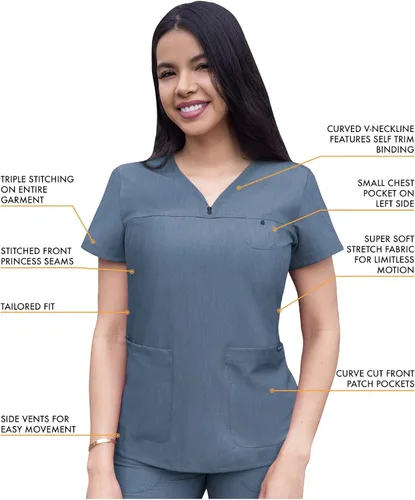 Miniatura 3 de Adar Pro - Conjunto de ropa quirúrgica con mejora de movimiento para mujer, blusa médica con cuello en V y pantalón médico deportivo y para yoga