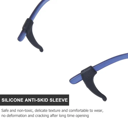 Miniatura 8 de Kit de 10 pares de ganchos de silicona antideslizante para gafas, funda antideslizante para gafas, juego de patas de silicona negra para un ajuste