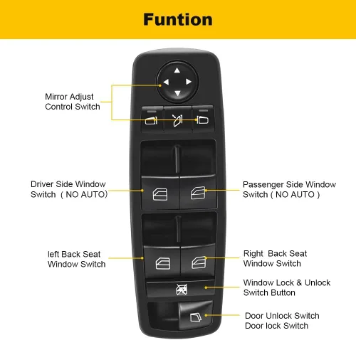 Miniatura 2 de OCPTY Interruptor de elevalunas eléctrico del lado del conductor, interruptor de control maestro para Mercedes-Benz 2007-2009 GL320 para GL350