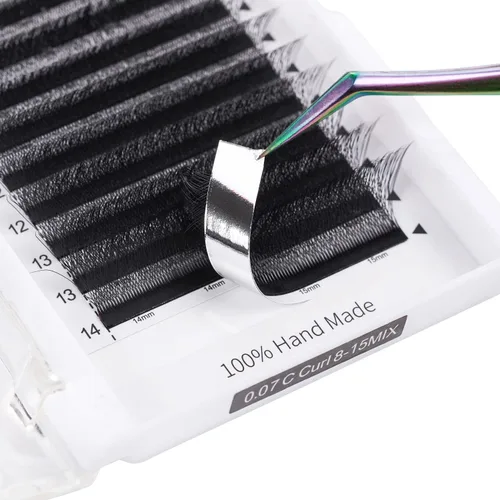 Miniatura 3 de Extensiones de pestañas 5D W, color negro, 0.003 in, rizo D, 0.315-0.591 in, volumen mixto, extensión de pestañas individuales YY, en forma de W