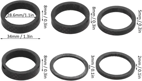 Miniatura 6 de Juego de espaciadores de auriculares de bicicleta de carretera, espaciador de auriculares de bicicleta livianos antidesgaste DIY fibra de carbono