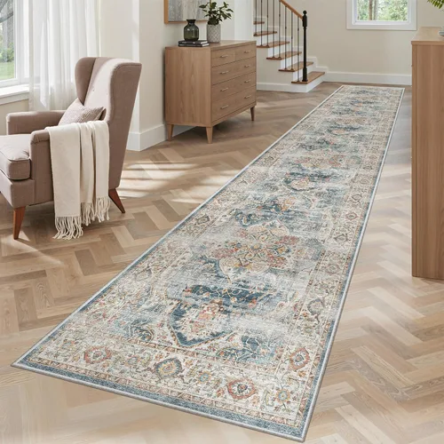 Miniatura 262 de Madane Tapete lavable de 2 x 10 pies para pasillo, cocina, recibidor, clásico, suave, antideslizante para interiores, casa de campo, baño, sala