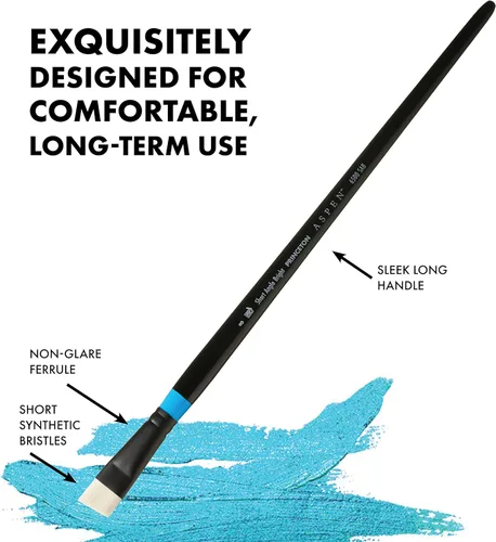 Miniatura 6 de Princeton Artist Brush Co. Aspen Series 6500 – Mango largo corto ángulo brillante tamaño 12 – Pincel de pintura acrílica y al óleo sintético
