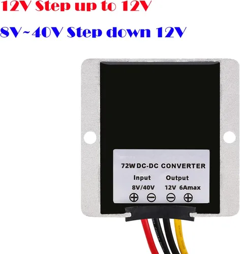 Miniatura 2 de Convertidor DC 8V-40V a 12V 6A 72W, Convertidor Regulador de Voltaje de Paso Abajo y Paso Arriba, Adaptador de Voltaje Potencia Aumentador, Reductor