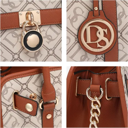 Miniatura 21 de Dasein Bolsos de mano de dos tonos para mujer, bolsos de hombro de cuero vegano, bolsa grande con cartera a juego