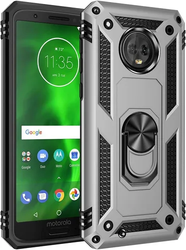 Miniatura 12 de Carcasa de grado militar para Motorola Moto G6, anillo giratorio de metal 360, soporte magnético para montaje en automóvil, protección resistente a