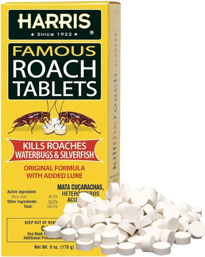 Miniatura 8 de Tabletas para cucarachas Harris, polvo mata cucarachas de ácido bórico con señuelo para insectos (4 oz, 96 tabletas)