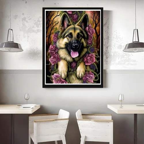 Miniatura 4 de VAIIEYO Kits de arte de diamantes 5D para perros adultos, pintura de diamante, cachorro de animales, pintura por números, lienzo redondo de Perro-21