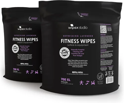 Miniatura 12 de Wipex Repuesto de toallitas de gimnasio a base de plantas, verificado por EWG, 700 unidades, limpiador de gimnasio de 8 x 8 pulgadas para equipos