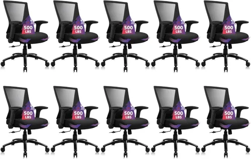 Miniatura 22 de CLATINA Silla de oficina grande y alta de 500 libras, sillas ergonómicas de malla resistente con soporte lumbar ajustable y asiento ancho y cómodo