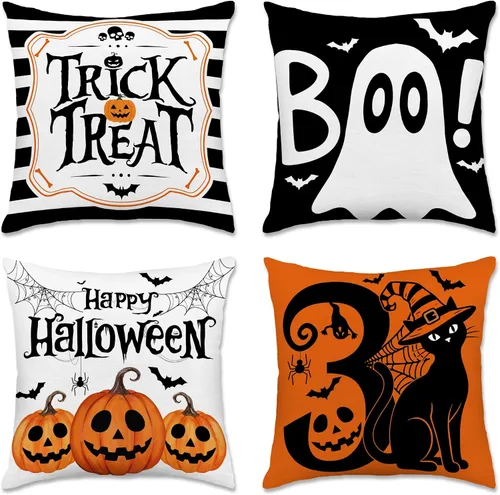 Miniatura 32 de pinata Juego de 4 fundas de almohada de otoño de 18 x 18 pulgadas, almohadas decorativas de otoño para sofá, hogar y exterior, decoración de otoño