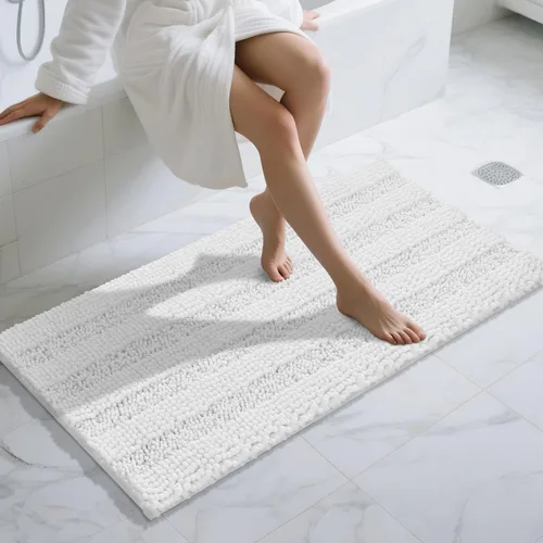 Miniatura 14 de Yimobra Alfombras lavables para baño, alfombra de baño de chenilla súper suave y absorbente para piso y alfombra, alfombra antideslizante de secado