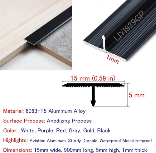 Miniatura 2 de Tira de transición de suelo de aluminio con moldura en T, para garaje, laminado a vinilo, tira de umbral de borde de puerta, para porche, entrada