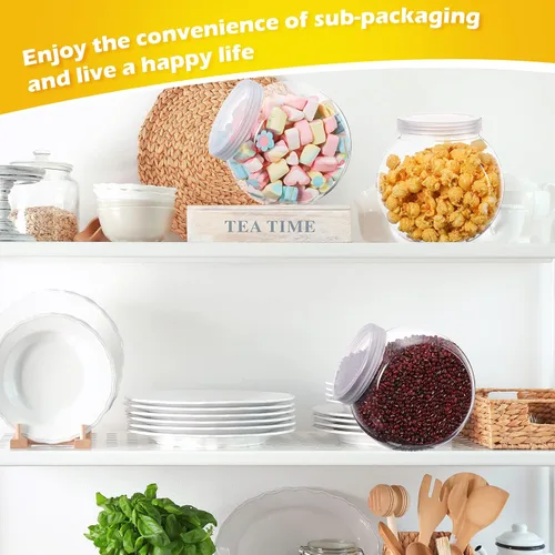 Miniatura 5 de Sunnyray 8 tarros de plástico para dulces de 51 onzas con tapas, tarros de plástico para dulces bufé, platos transparentes para dulces con tapas