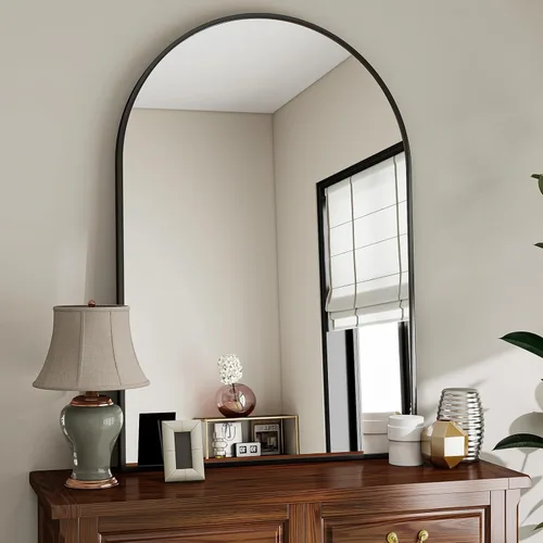 Miniatura 12 de VooBang Arched Wall Mirror, 26 x 28 inch Arch Bathroom Mirror, Wall Mounted Vanity Mirror with Arch Metal Frame, Modern Bathroom Vanity Mirror for