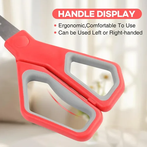 Miniatura 4 de BURVAGY Paquete de 18 tijeras de 8 pulgadas para todo uso, tijeras resistentes con cuchillas ultra afiladas, mangos de agarre cómodo - para oficina