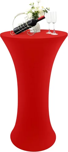 Miniatura 12 de Cubierta de Mesa de Cóctel Redonda Ajustada de 24x43 Pulgadas Mantel de Mesa de Cóctel de Elastano Negro Mantel Ajustado Highboy Manteles de Mesa