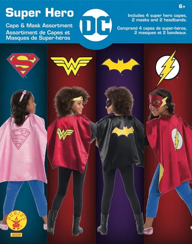 Miniatura 2 de Rubie's Juego de capas de superhéroes con licencia oficial de DC Comics, surtido de 4 capas, 2 máscaras y 2 diademas, talla única
