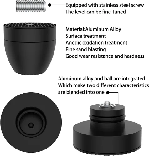 Miniatura 2 de Audiocrast 4X puntas de alta fidelidad para altavoces de 30x33 mm, almohadillas de aislamiento para patas de aluminio, amortiguador de choque