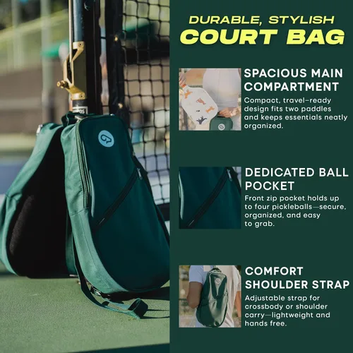 Miniatura 7 de Juego de 2 palas de pickleball Goat, incluye 4 bolas para interiores y exteriores y bolsa de viaje, juego de raquetas de pickleball de fibra