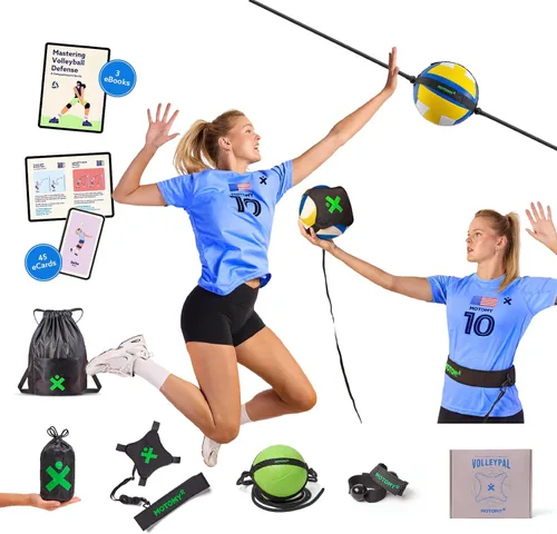 Miniatura 11 de MOTOMY™ Volleyball Training Equipment Aid ‘VolleyPal’ – Solo Rebounder Trainer for Serve, Spike, Set & Pass; Indoor and Outdoor Practice Gear