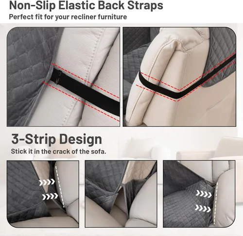 Miniatura 5 de Fundas para sofá reclinable, 100% impermeables, de terciopelo en forma de L, para sofás y mascotas, lavables, antideslizantes, con bolsillos