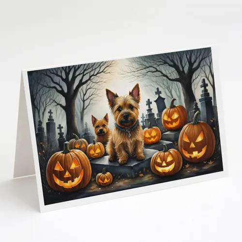 Miniatura 20 de Caroline's Treasures DAC2018GCA7P - Tarjetas de felicitación y sobres de Halloween espeluznantes de Border Collie, paquete de 8 tarjetas en blanco