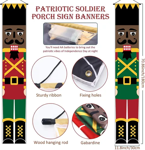 Miniatura 3 de 2 unidades LED negro soldado decoraciones de Navidad para exteriores afroamericanos para puerta de soldado alto, decoración de Navidad