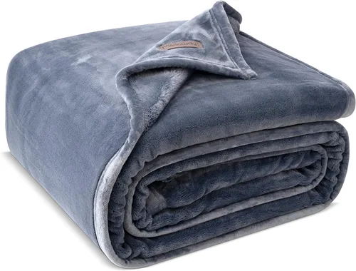 Miniatura 9 de Mellowdy Manta de franela extra gruesa y mullida (gris oscuro, 60x80) - Manta cálida de tamaño individual de 500GSM para invierno, otoño Suave
