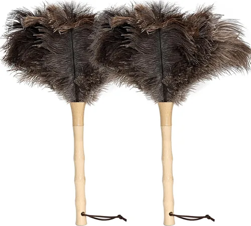 Miniatura 10 de Plumero Retráctil de Pluma de Avestruz para Limpieza, Plumero de Plumas Esponjoso y Natural con Mango Retráctil, Suministros de Limpieza de Mano