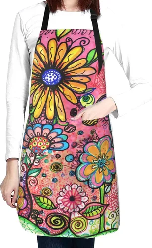 Miniatura 13 de Perinsto Waterproof Apron With 2 Pockets Kitchen Chef Aprons Bibs For Cooking Baking Painting Gardening Grooming
