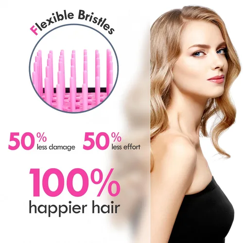 Miniatura 3 de Paquete de 4 cepillos de cabello desenredante ventilados – Cepillo desenredante con cerdas suaves para sin esfuerzo – Ideal para cabello húmedo seco