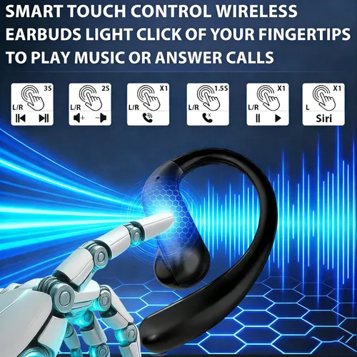 Miniatura 3 de Auriculares inalámbricos Bluetooth con ganchos, auriculares ENC con cancelación de ruido para deportes, reproducción de 60 horas de llamada clara