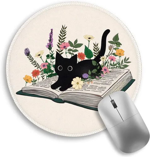 Miniatura 22 de Divertida y bonita alfombrilla de mouse redonda para escritorio, pequeña alfombrilla de mouse de viaje con base de goma antideslizante para el NO SÉ