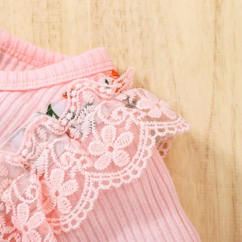 Miniatura 61 de Mameluco de encaje para bebé niña con volantes, manga larga, para recién nacido, otoño, invierno