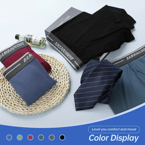 Miniatura 6 de BAMBOO COOL Calzoncillos tipo bóxer para hombre, paquete de 4 unidades, ropa interior suave y transpirable de viscosa de bambú para hombres