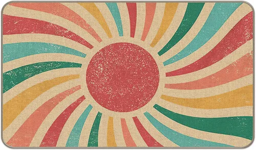 Tapete abstracto vintage bohemio colorido para puerta de entrada, 17 x 30 pulgadas, decoración bohemia para puerta delantera, porche, decoración