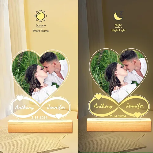 Miniatura 4 de Regalos personalizados de aniversario para parejas: placa acrílica personalizada con imagen, marco de fotos en forma de corazón para regalo