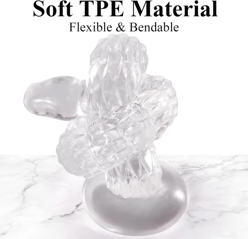 Miniatura 2 de Consoladores anales de dragón flexible de 19.3 pulgadas, juguetes sexuales para mujeres, transparente