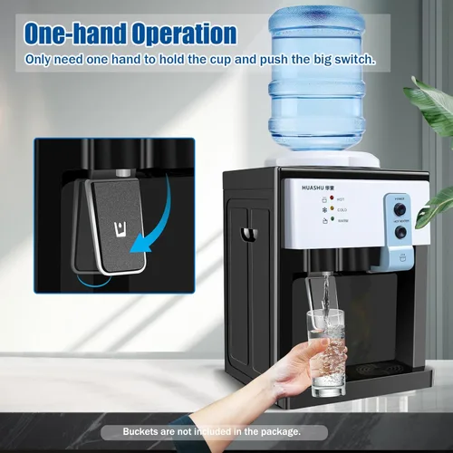 Miniatura 4 de Máquina eléctrica de agua potable fría y caliente de 5 galones, dispensador de enfriador de agua de encimera de carga superior con 3 ajustes