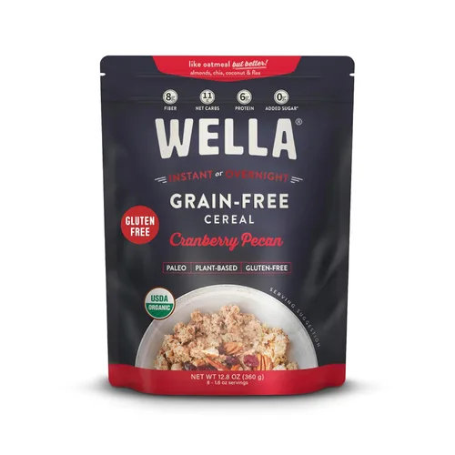 Cereal de Avena Alternativa Wella, Cereal Caliente para el Desayuno Libre de Gluten, Sin Granos Paleo Orgánico Vegano Alto en Proteínas