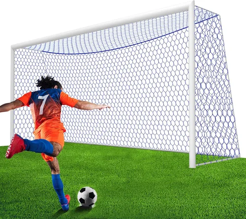 Miniatura 8 de Repuesto de red de portería de fútbol de 24 x 8 pies y 18.5 x 6.5 pies, calidad profesional en la cancha [nailon de 0.157 in, 4 pulgadas hexagonal]