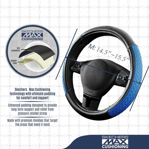 Miniatura 4 de Skechers - Funda para volante de cuero con amortiguación máxima, funda universal de 14" 1/2-15" para proteger el volante del automóvil para hombres