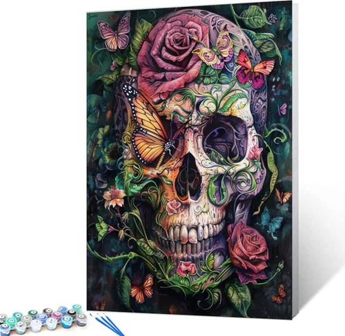Miniatura 7 de Leisurely - Pintura por números para adultos, flor en botella, pintura al óleo digital, pintura acrílica, kits de pintura de licor, arte de pared