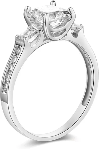 Miniatura 2 de TWJC - Anillo de compromiso de oro macizo amarillo o blanco de 14 quilates