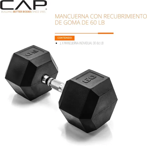 Miniatura 2 de CAP Barbell Peso de la mancuerna hexagonal recubierta, individual, 10-120 libras, múltiples opciones