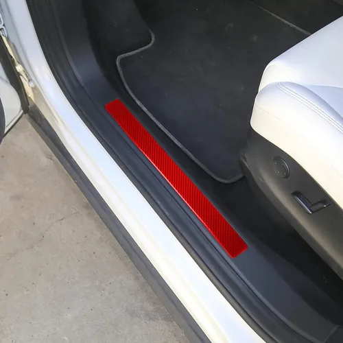 Miniatura 6 de SANRILY 4 piezas para Tesla Model X, protector de umbral de puerta, de fibra de carbono, protector de umbral de puerta de automóvil, protector