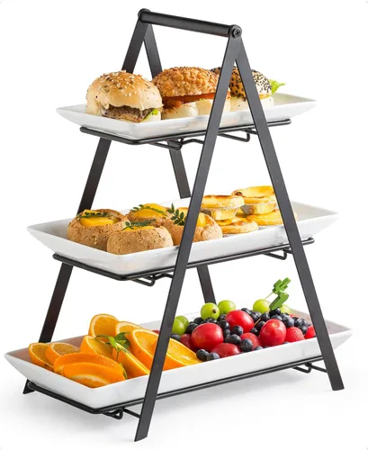 Miniatura 10 de YHOSSEUN Juego de 4 bandejas de cerámica para servir, bandejas rectangulares para servir y bandejas para comida, sushi, bandejas de servir de 9.8