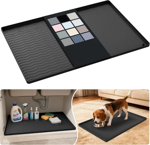 Miniatura 87 de URMONA Tapete de silicona impermeable para debajo del fregadero, 34 x 22 pulgadas, forro para estante de cocina y baño, protector de gabinetes