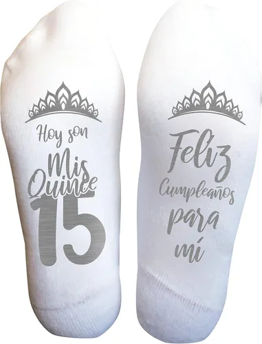 Miniatura 6 de Calcetines Divertidos Mis Quince para Niñas Adolescentes, Regalo de Quinceañera del 15º Cumpleaños, Recuerdo de Fiesta Personalizado
